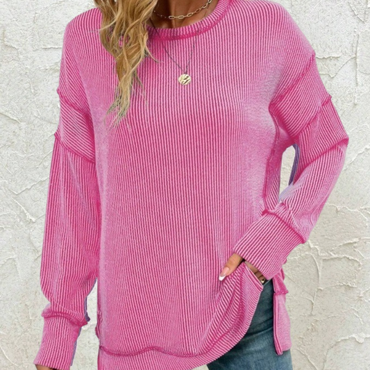 Raya™- Ribbestrikket Langermet Sweatshirt