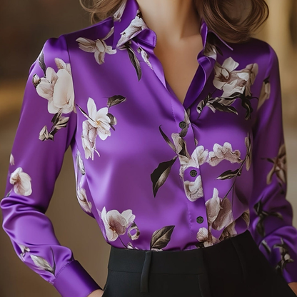 Amalia™ – Satengblomstret Skjorte