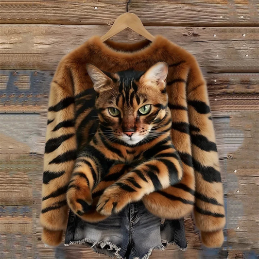 Patricia™- Trykt Katt Sweater
