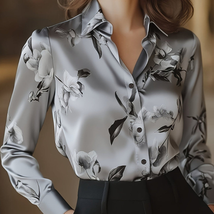 Amalia™ – Satengblomstret Skjorte