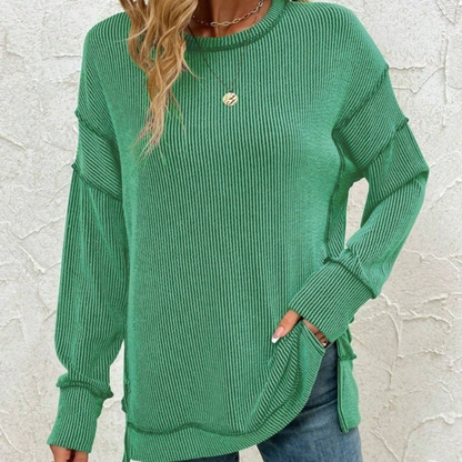 Raya™- Ribbestrikket Langermet Sweatshirt