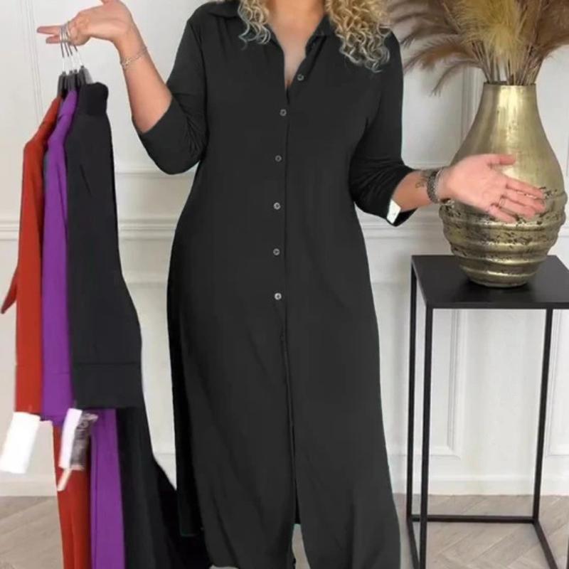 Portia™- Lang Kjole med Knapper