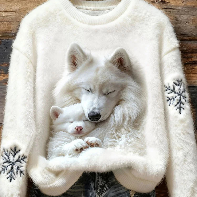 Susanna™- Ulvemønstret Strikkegenser