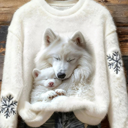 Susanna™- Ulvemønstret Strikkegenser