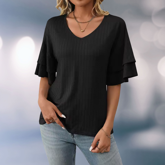 Sarah™- Ribbet Topp Volanger