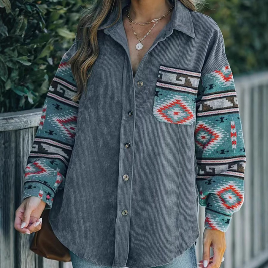 Lorraine™- Mønstret Kordfløyelsskjorte