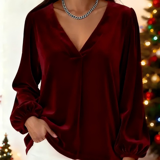 Olivia™- Fløyels V-hals Top